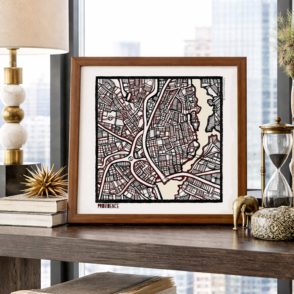 Providence RI City Map Art - Collector Edition  - Digital Fine Art Print
