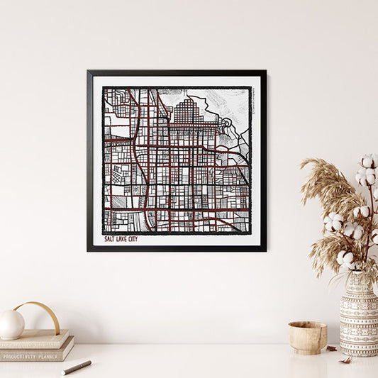 Salt Lake City UT Map Art - Collector Edition  - Digital Fine Art Print