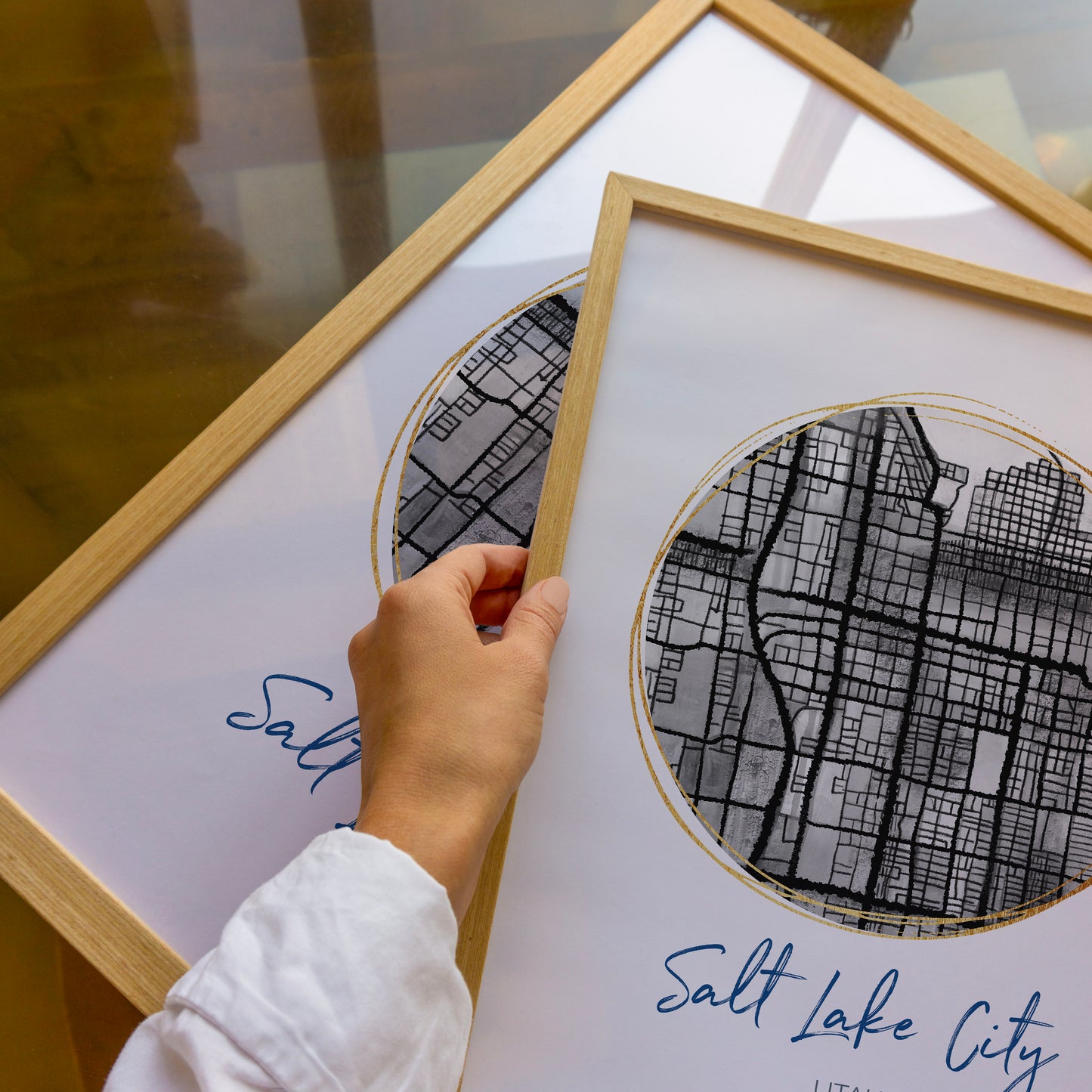 Salt Lake City UT Map Art - Digital Fine Art Print.  Black & White
