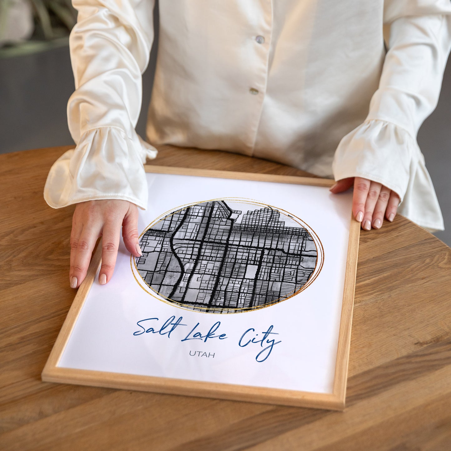 Salt Lake City UT Map Art - Digital Fine Art Print.  Black & White