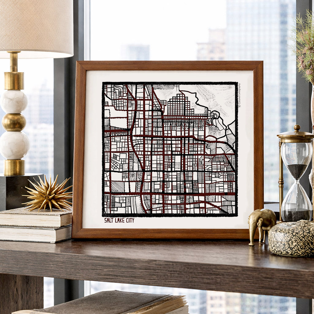 Salt Lake City UT Map Art - Collector Edition  - Digital Fine Art Print
