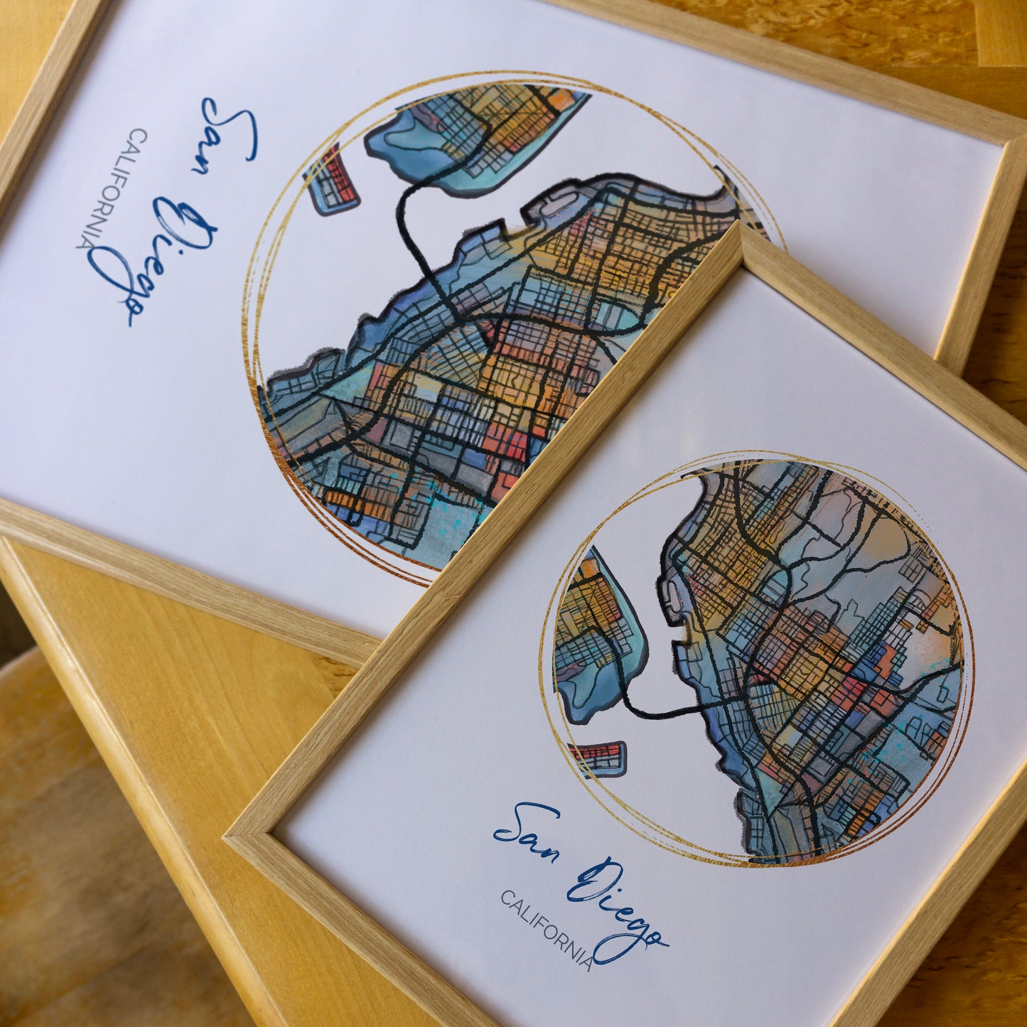 San Diego CA Map Art - Digital Fine Art Print. Full Color.