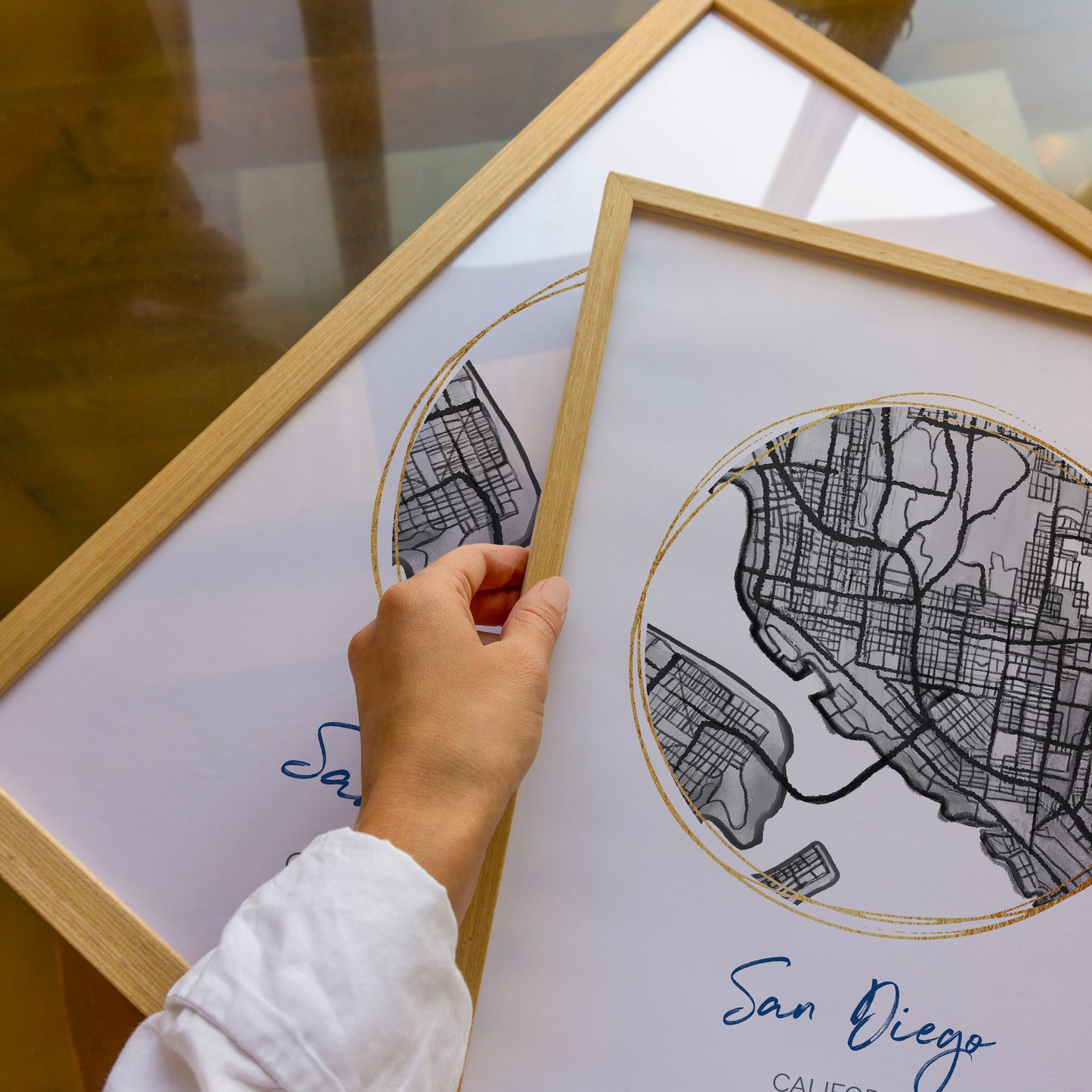 San Diego CA Map Art - Digital Fine Art Print. Black & White