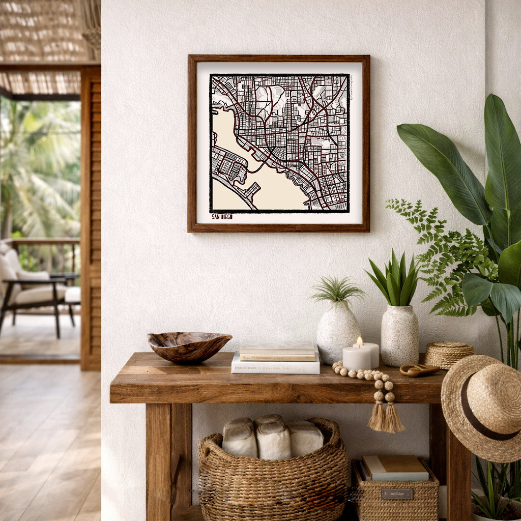 San Diego CA City Map Art - Collector Edition  - Digital Fine Art Print