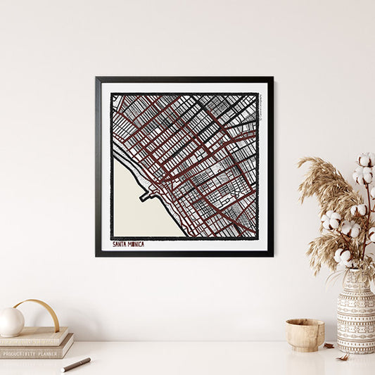 Santa Monica CA City Map Art - Collector Edition  - Digital Fine Art Print