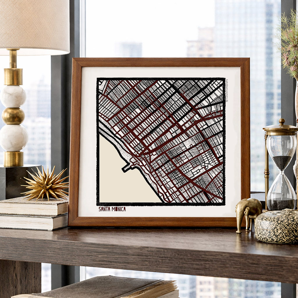 Santa Monica CA City Map Art - Collector Edition  - Digital Fine Art Print