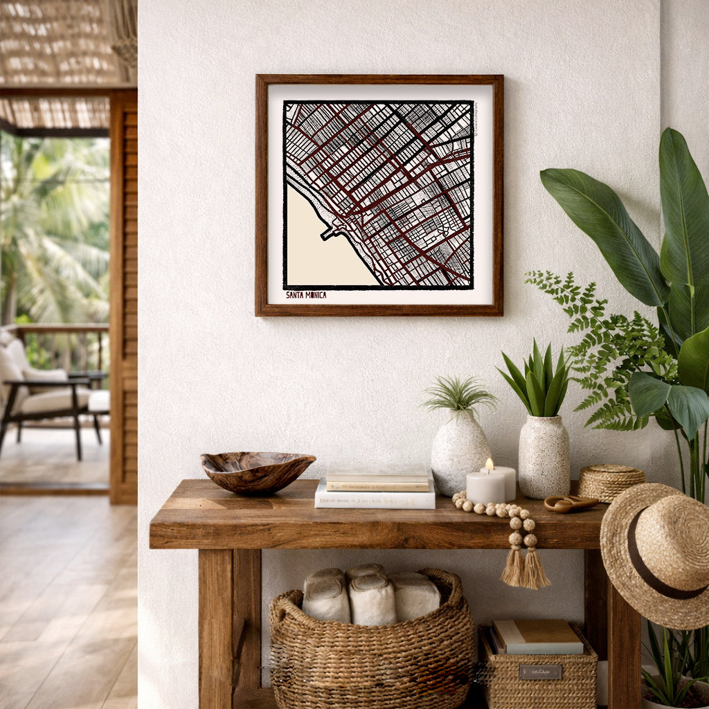 Santa Monica CA City Map Art - Collector Edition  - Digital Fine Art Print