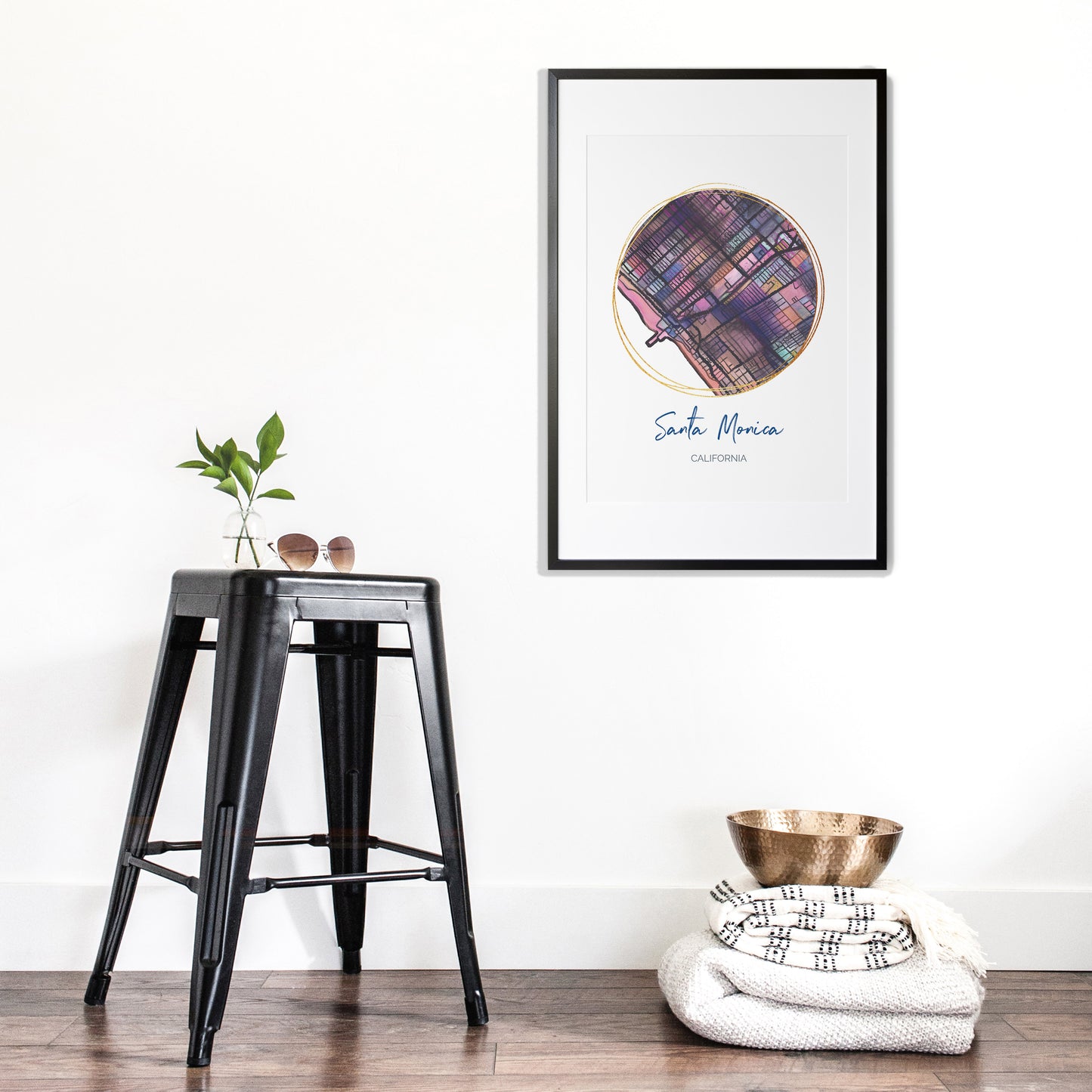 Santa Monica CA Map Art - Digital Fine Art Print. Full Color.