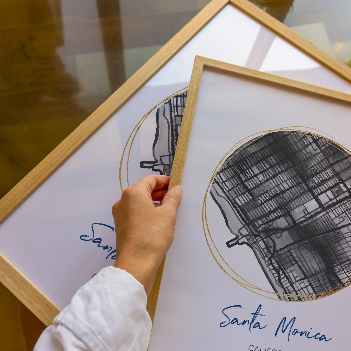 Santa Monica CA Map Art - Digital Fine Art Print. Black & White