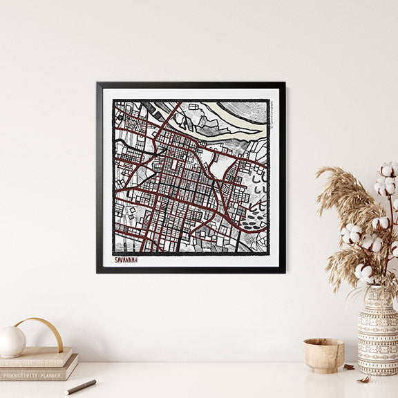 Savannah GA City Map Art - Collector Edition - Digital Fine Art Print