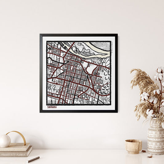 Savannah GA City Map Art - Collector Edition - Digital Fine Art Print
