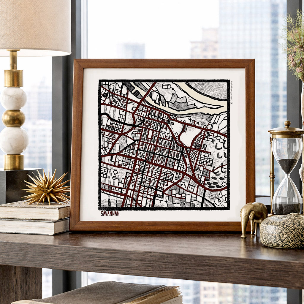 Savannah GA City Map Art - Collector Edition - Digital Fine Art Print