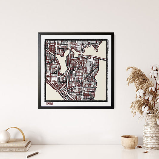 Seattle WA City Map Art - Collector Edition - Digital Fine Art Print