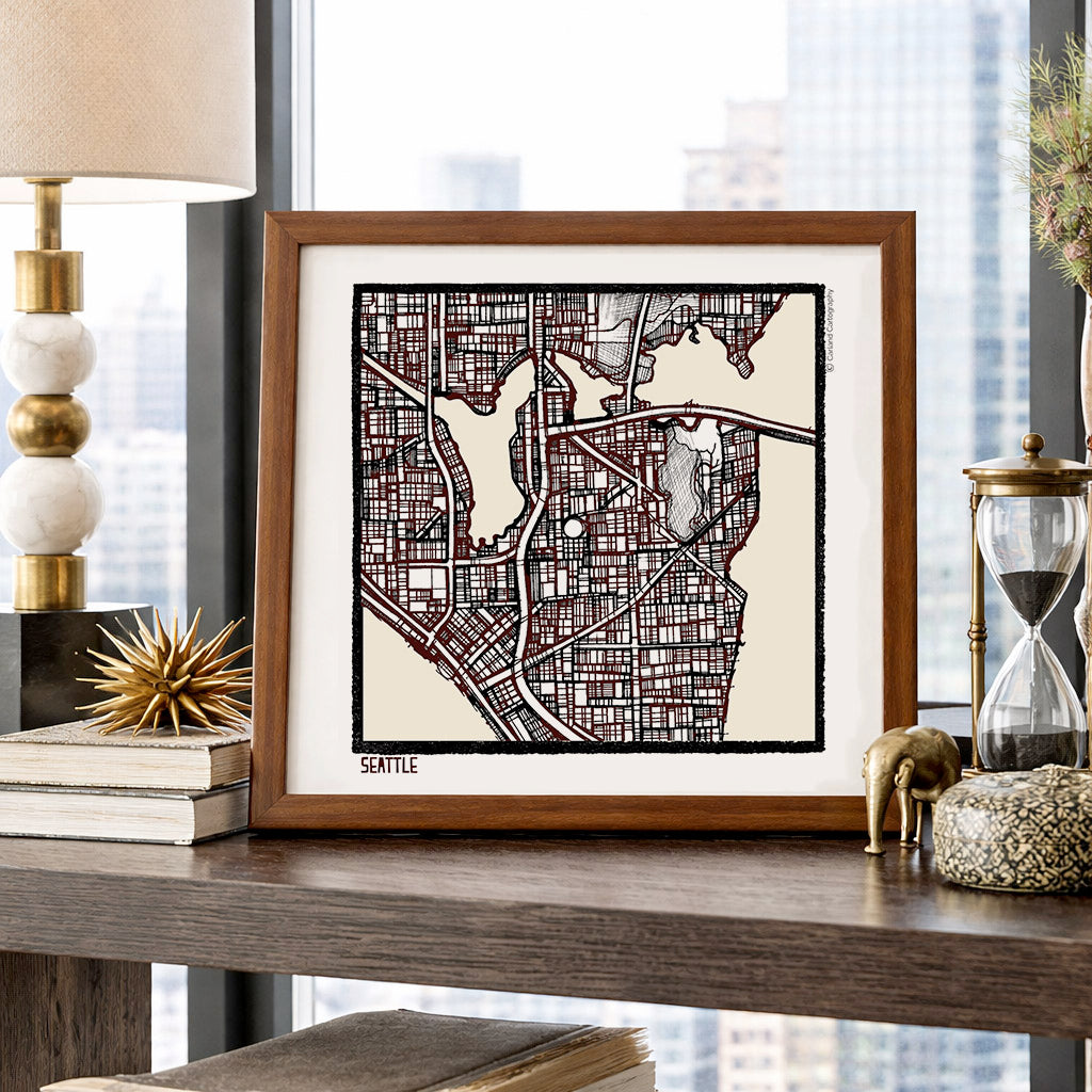 Seattle WA City Map Art - Collector Edition - Digital Fine Art Print