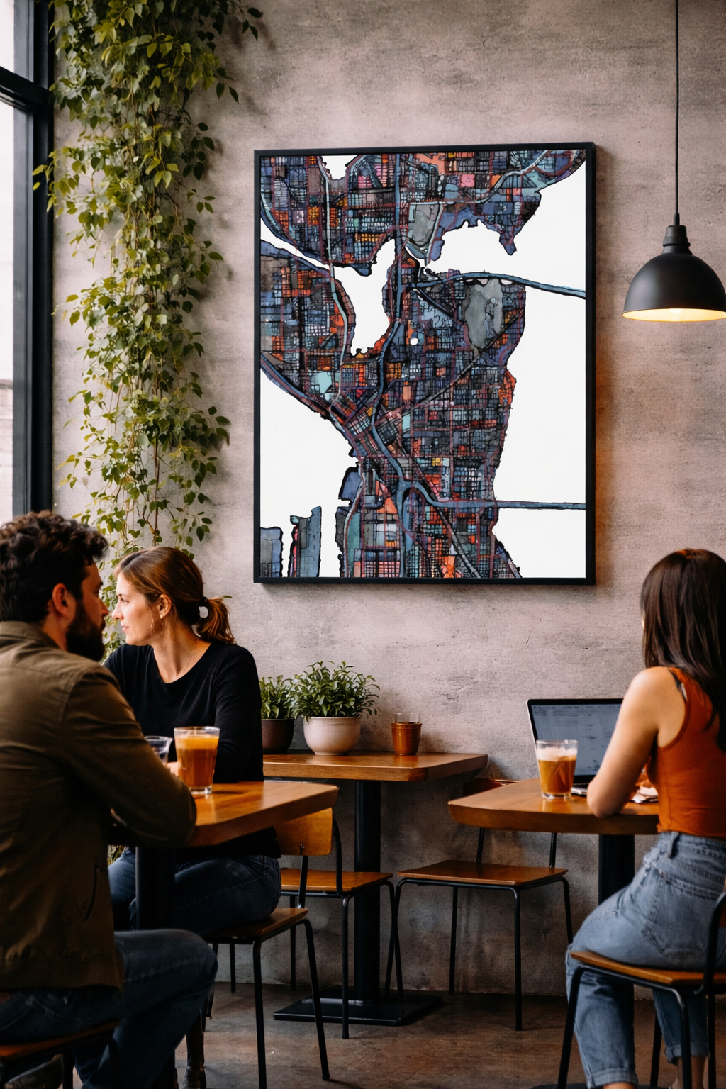 Seattle WA Map Art - Commercial License