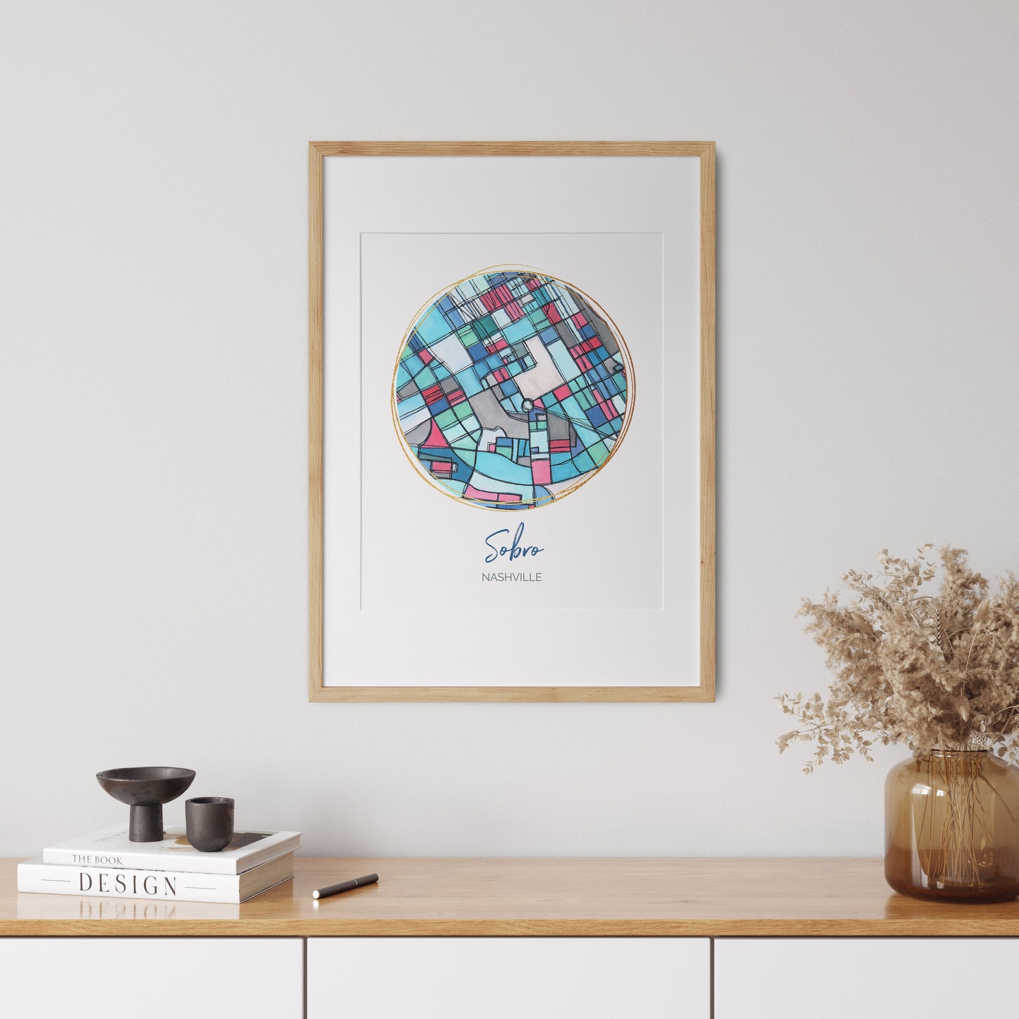Nashville TN (Sobro) Map Art - Digital Fine Art Print. Full Color