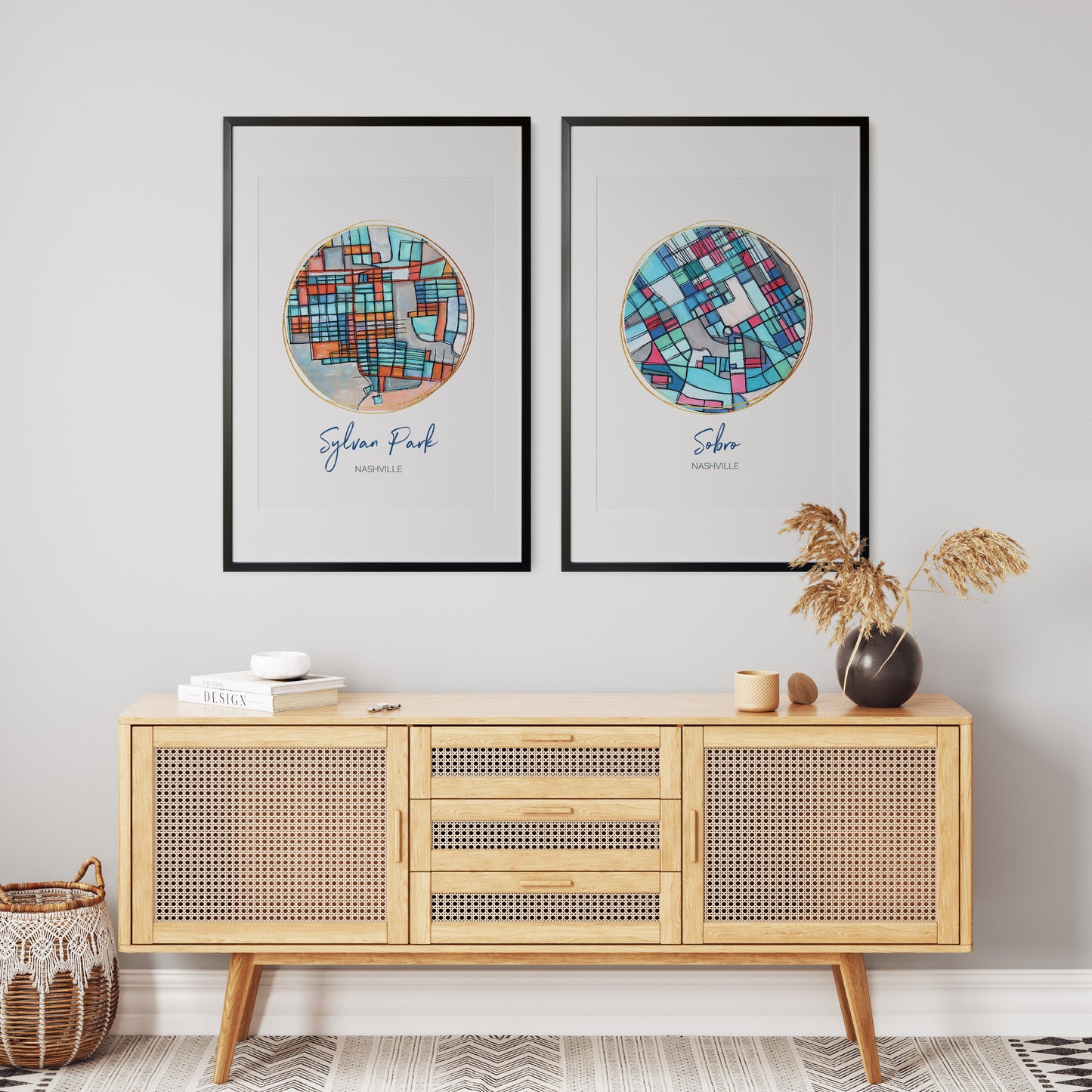 Nashville TN (Sobro) Map Art - Digital Fine Art Print. Full Color
