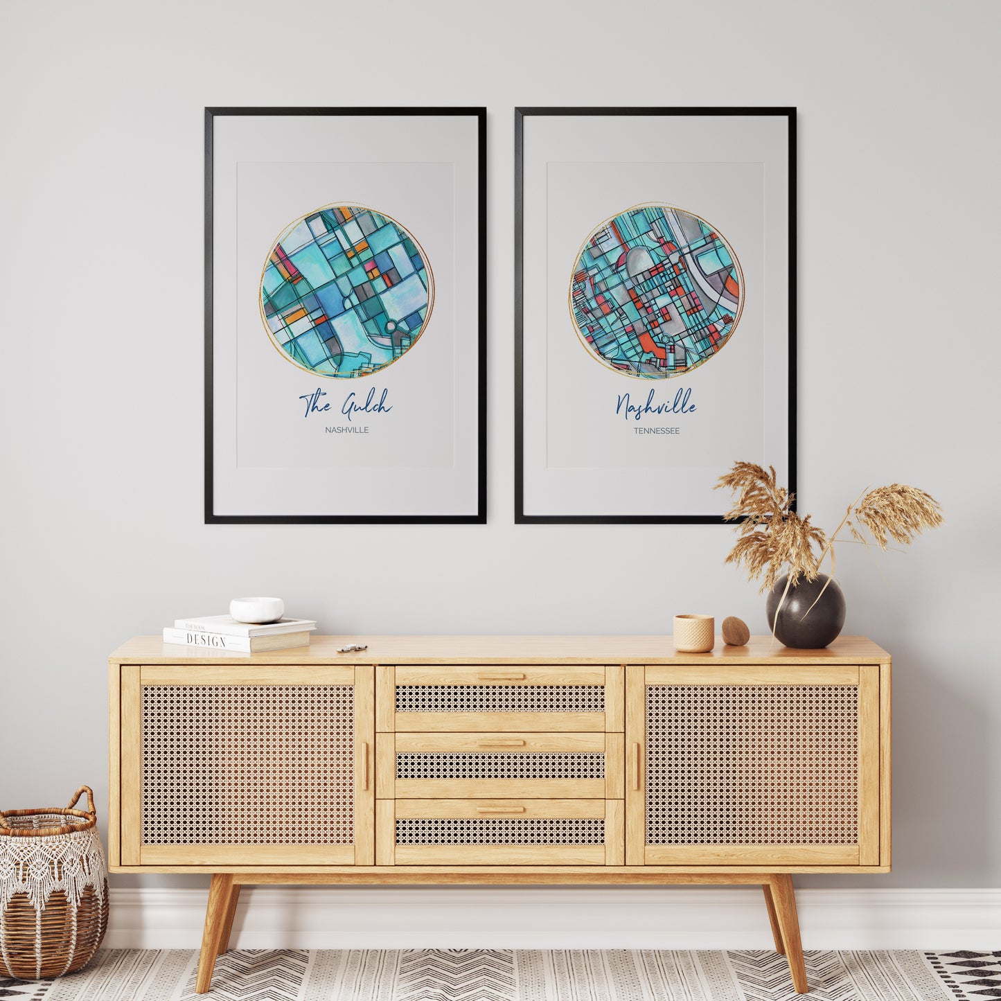 Nashville TN (The Gulch) Map Art - Digital Fine Art Print. Full Color