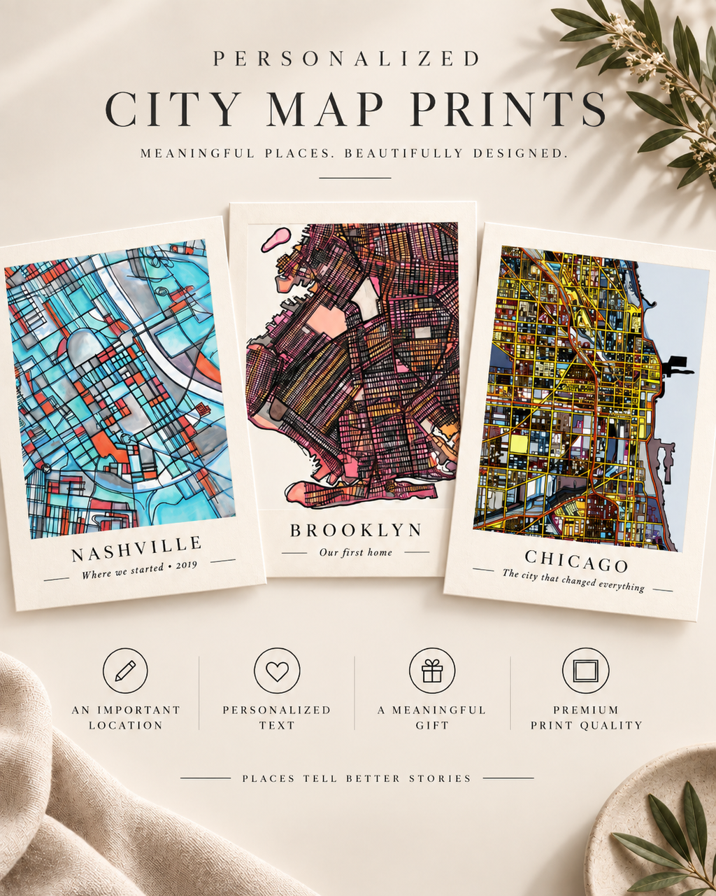 The Place That Matters. Personalized Map Print - VERTICAL 11x14"