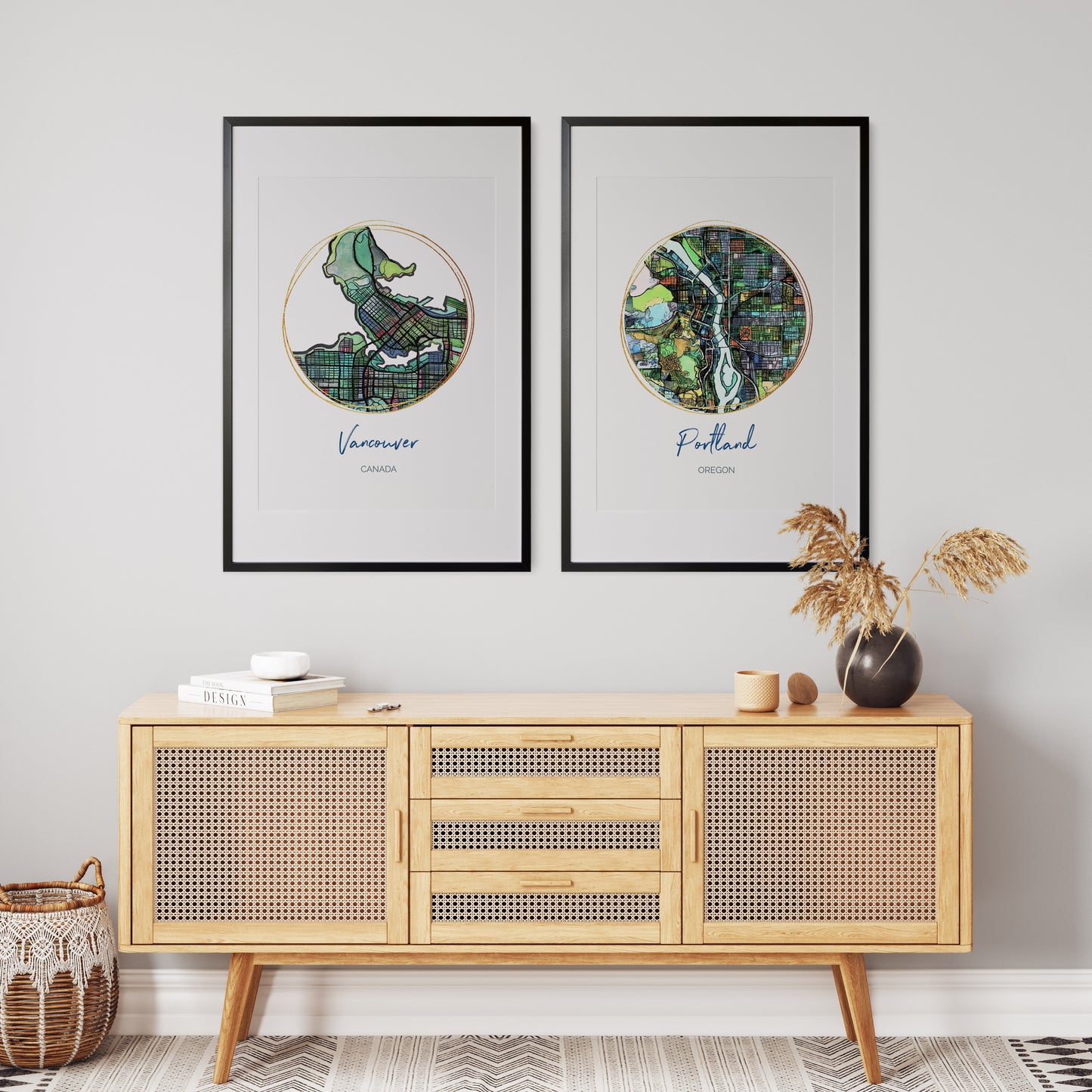 Portland OR Map Art - Digital Fine Art Print. Full Color.