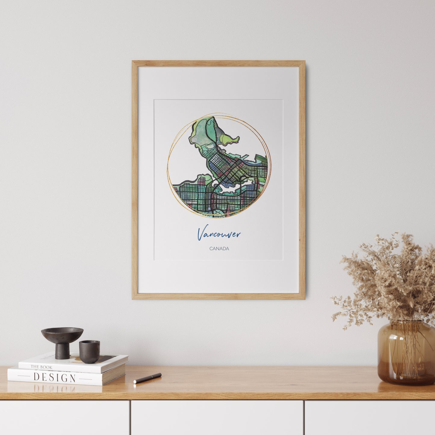 Vancouver BC Map Art - Digital Fine Art Print. Full Color.