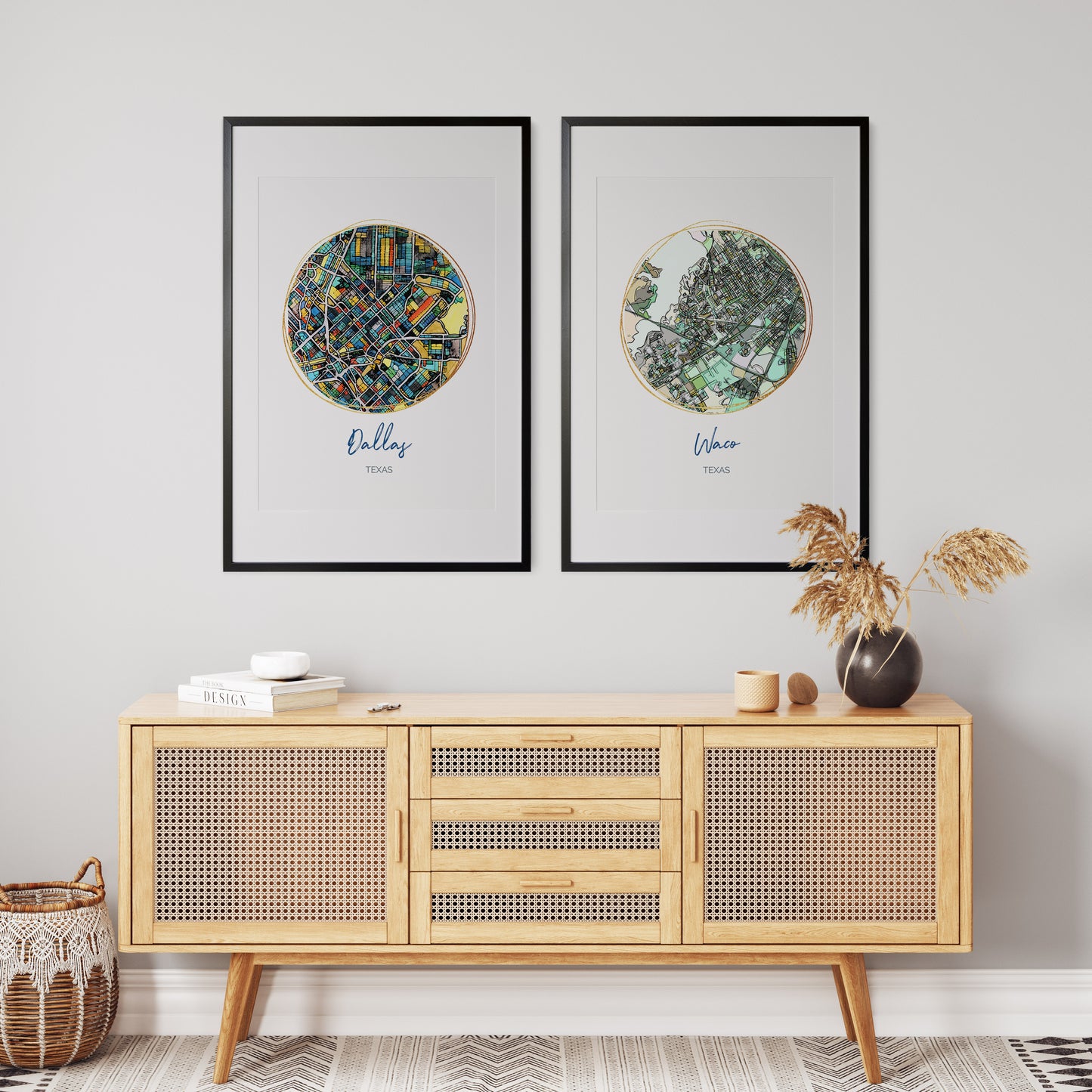 Dallas TX Map Art - Digital Fine Art Print. Full Color.