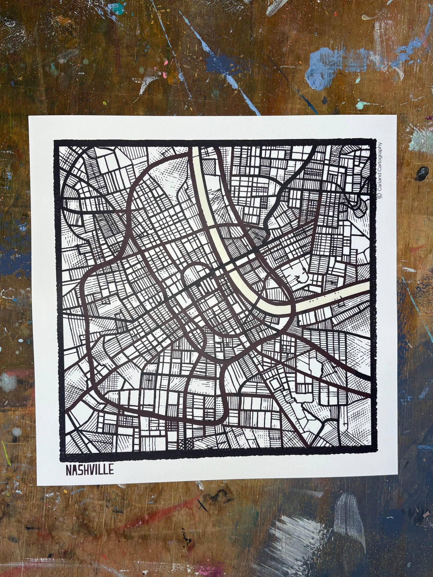 Nashville TN City Map Art - Collector Edition  - Digital Fine Art Print