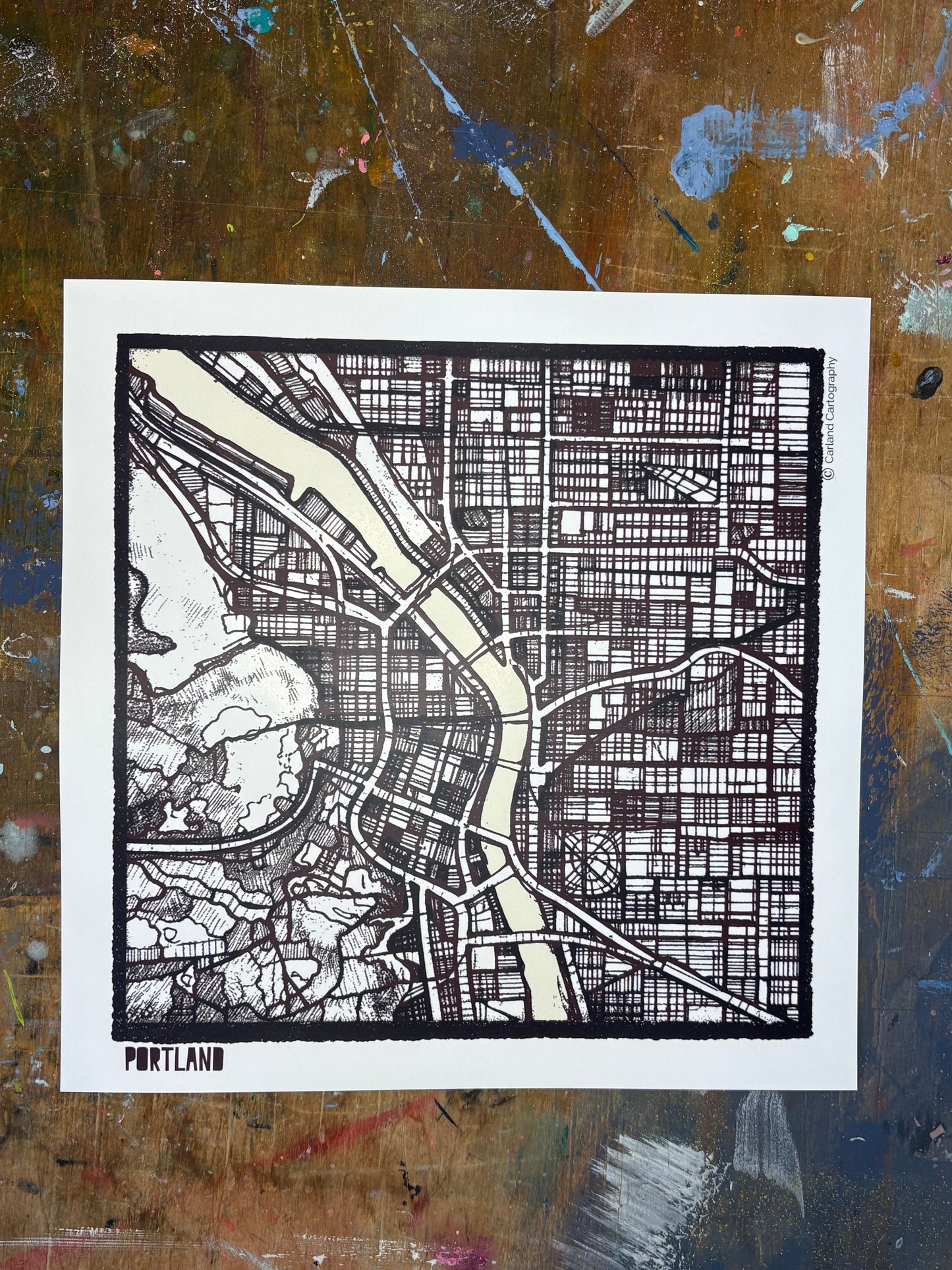 Portland OR City Map Art - Collector Edition  - Digital Fine Art Print